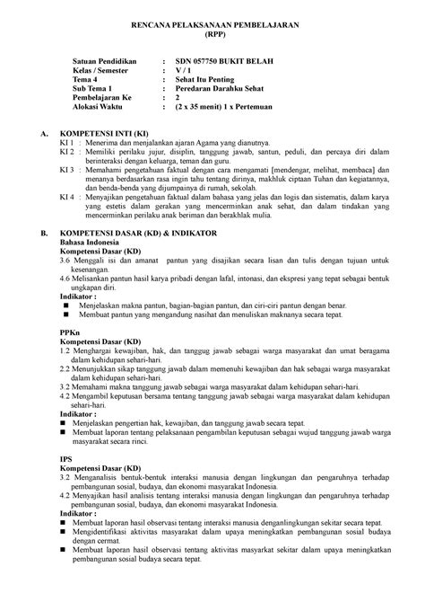 Rpp Kelas 5 Tema 4 Pb 2 Rpp Ppg Dalam Jabatan Rencana Pelaksanaan Pembelajaran Rpp Satuan