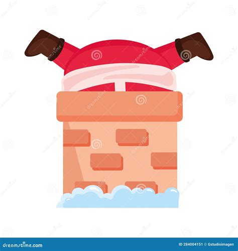 Santa Claus Inside Chimney Stock Vector Illustration Of Cartoon