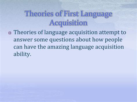 Ppt First Language Acquisition Powerpoint Presentation Free Download