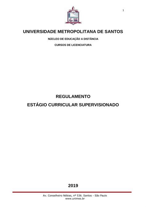 Pdf Regulamento Est Gio Curricular Supervisionado De Est Gio Pdf