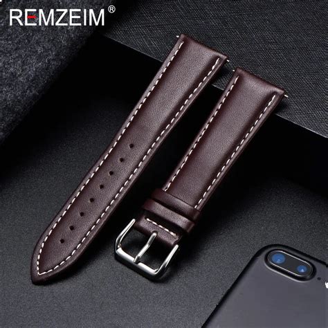 REMZEIM correa de Reloj de piel auténtica para hombre y mujer correas