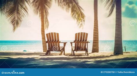 Two Beach Chair On Beautiful Tropical Beach Travel Paradise Concept