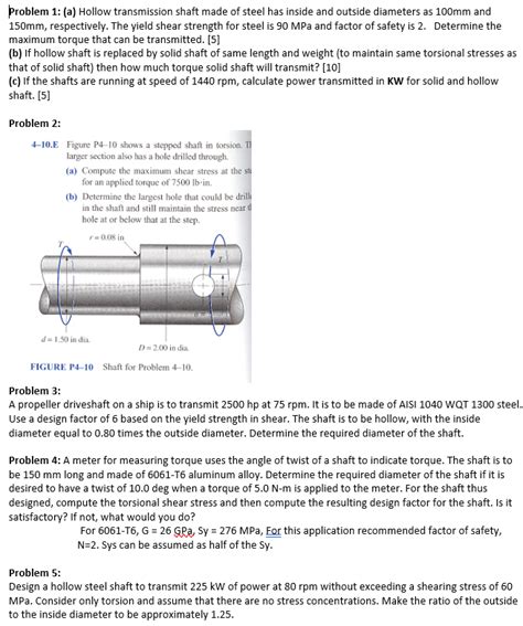 Solved Problem A Hollow Transmission Shaft Made Of Chegg