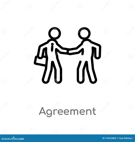 Outline Agreement Vector Icon Isolated Black Simple Line Element