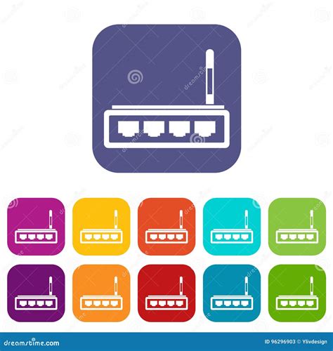 Iconos Del Router Fijados Ilustraci N Del Vector Ilustraci N De