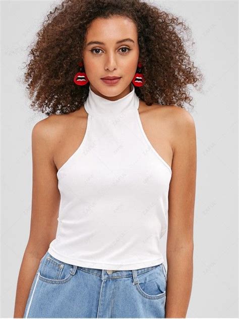 [14 Off] 2021 Zaful Cropped Open Back Tank Top In White Zaful