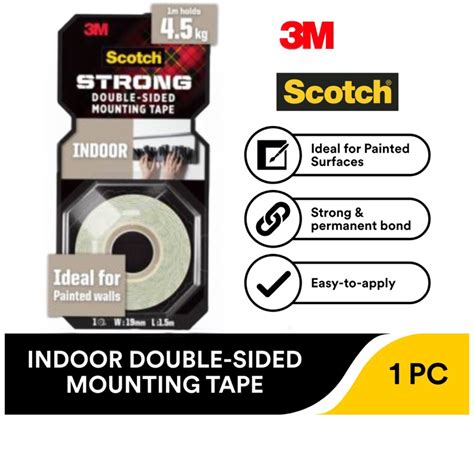 3M Scotch Indoor Double Sided Mounting Tape Holds Up To 4 5kg Ideal