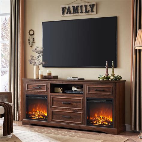 T4TREAM Farmhouse Fireplace TV Stand For TVs Up To 80 TV Console