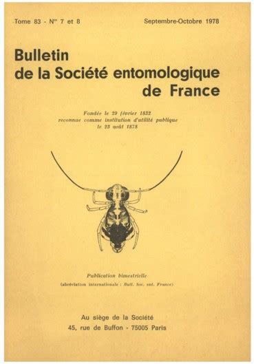 Bulletin de la Société entomologique de France volume 83 7 8