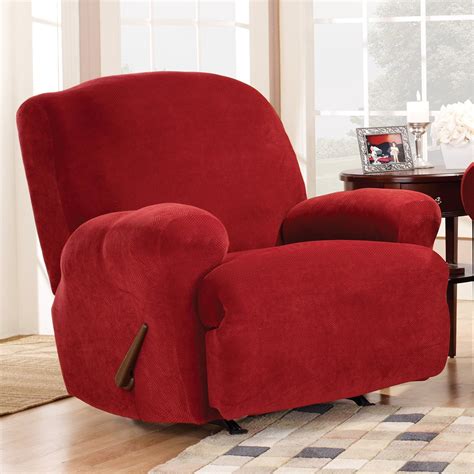 Free Shipping Surefit Stretch Pique Recliner Slipcover Garnet