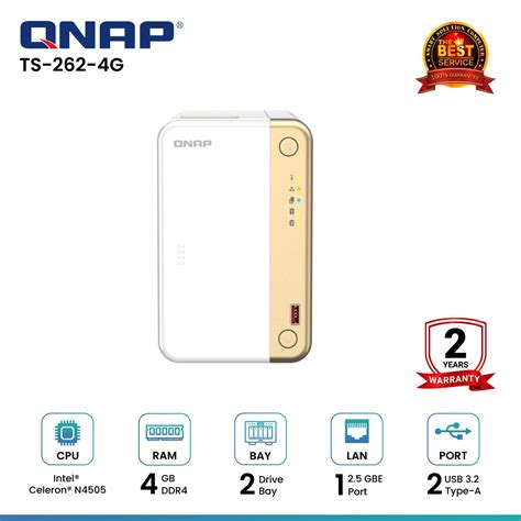 Qnap TS 262 4G 2 Bay Nas อปกรณจดเกบขอมลบนเครอขาย Smart