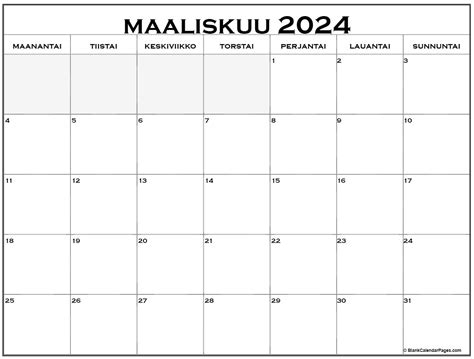 Maaliskuu 2024 Tulostettava Kalenteri Suomeksi Kalenteri Maaliskuu