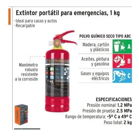 Extintor De Emergencia Port Til Portable Recargable Abc Kg Meses Sin