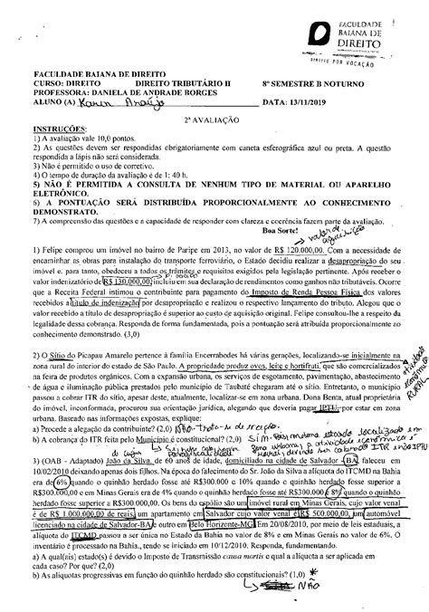 Tributário II AV2 Daniela Borges Direito Tributário II