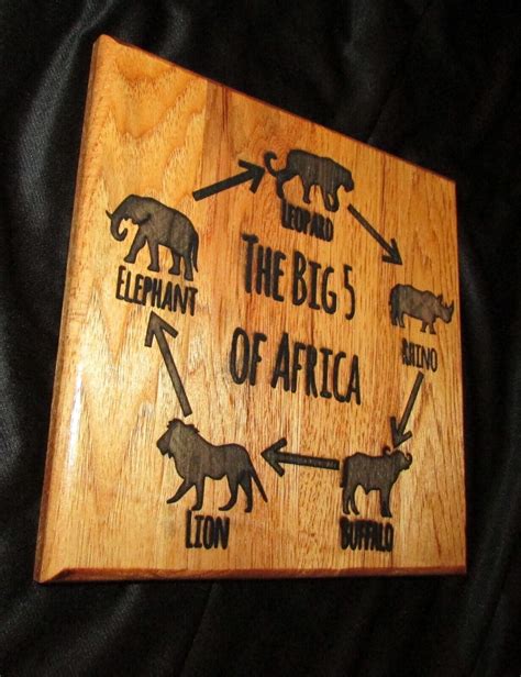 Laser Engraved Hickory Wall Art Of Africa Big 5 Ebay