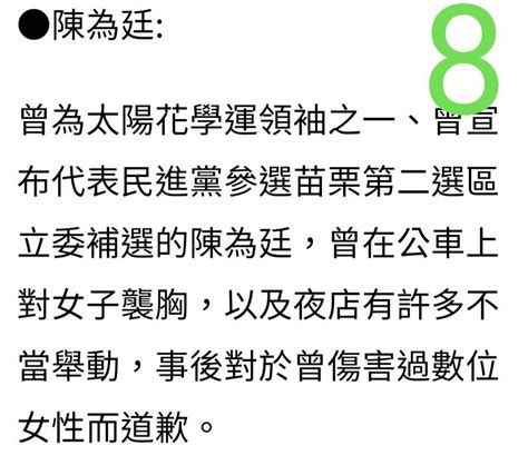 [新聞] 民進黨「性騷8案」狂燒！戳胸、摸下體全面炎上 事件脈絡一次看 Ptt Hito