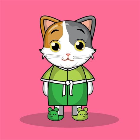 Freie Vektor Niedliche Katze Sitzt Cartoon Vektor Symbol Illustration