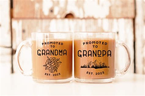 Custom Grandma And Grandpa Mug Set New Grandma T Couple Etsy