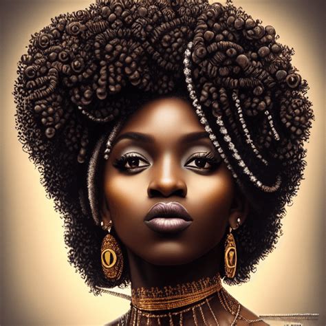 Melanin Queen Dark Skinned Woman With Big Curls · Creative Fabrica