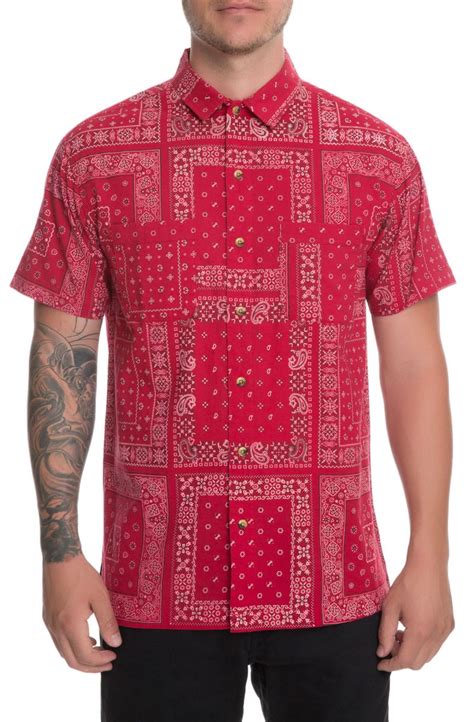 10 Deep Buttondown Bandana Shirt Red