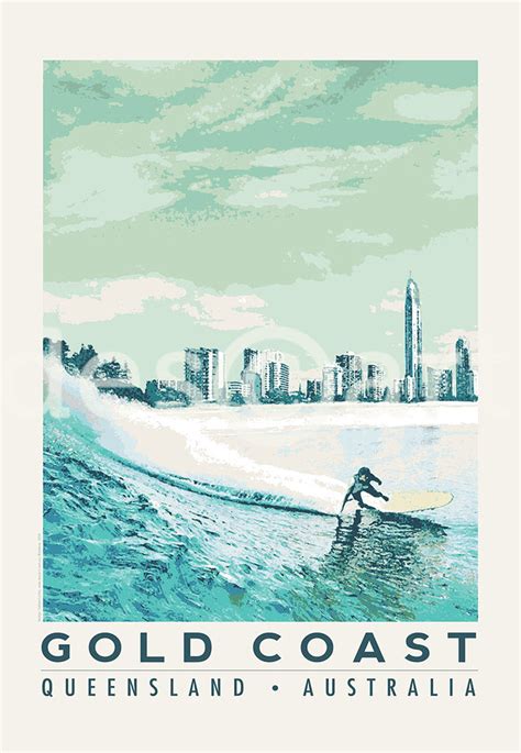 Gold Coast Poster Surfer Descart