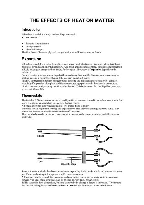 THE EFFECTS OF HEAT ON MATTER