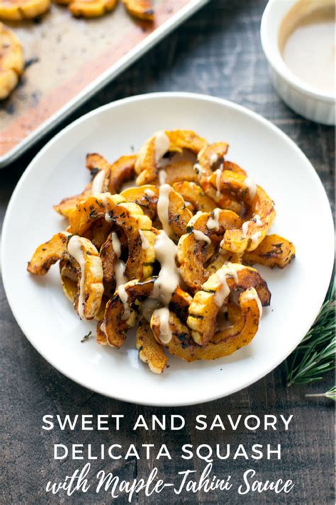 Sweet And Savory Delicata Squash With Maple Tahini Sauce The Balanced Berry