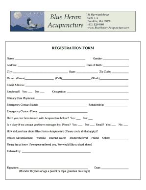 Fillable Online New Patient Forms Packet Blue Heron Acupuncture Fax