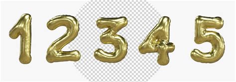 Premium Psd Golden 3d Numbers Isolated Gold Yellow Metallic Letter 3d