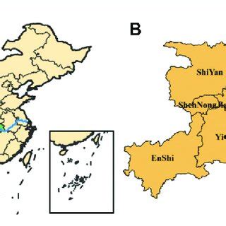 A The Location Of Hubei Province In China B Distribution Of Cities