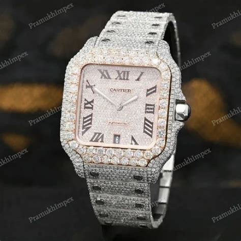 Custom Hand Made Vvs Moissanite Diamond Watch Fully Iced Out Moissanite