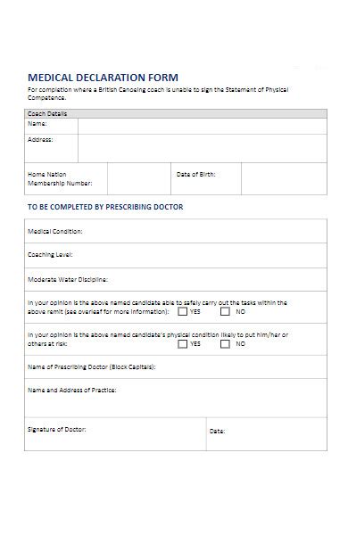 Free 50 Medical Declaration Forms Download How To Create Guide Tips