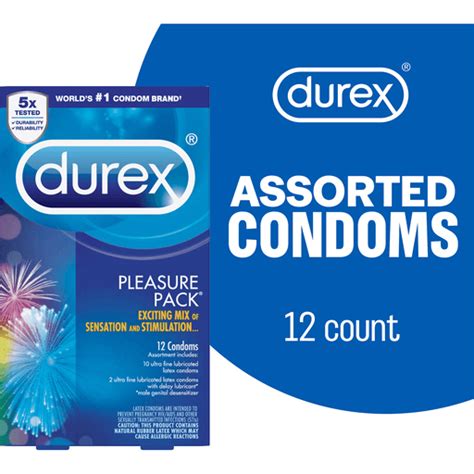 Durex Pleasure Pack Assorted Lubricated Premium Condoms 12 Count Personal Care Foodtown