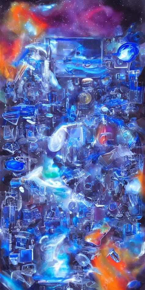 Surreal Airbrush Painting Of Cyber Y K Aesthetic Blue Stable Diffusion