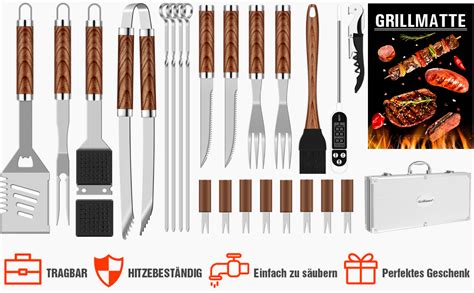 Grilliance Set Di 26 Accessori Per Barbecue In Acciaio Inox Di Alta