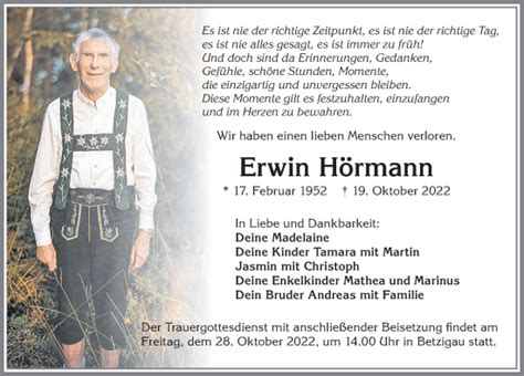 Traueranzeigen Von Erwin H Rmann Allg Uer Zeitung