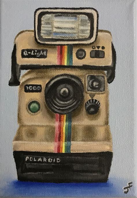 acrylic paint on canvas - polaroid camera - vintage theme Polaroid ...