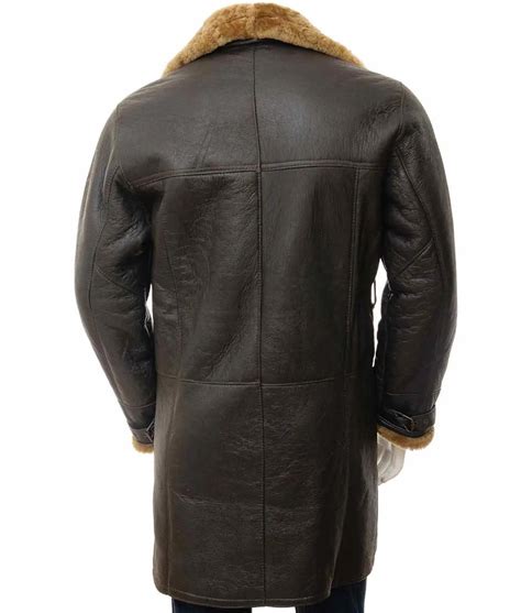 Mens Leather Brown Shearling Coat Jackets Creator