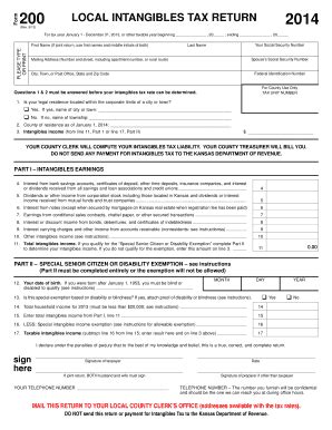 Fillable Online Ksrevenue Form Local Intangibles Tax Return Rev