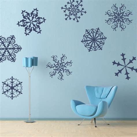 Snowflakes Wall Decals Set Of 8 Holiday Home Decor