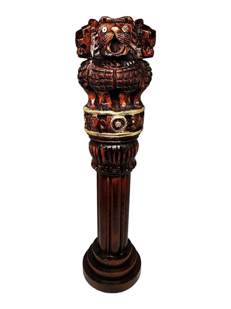 Wooden Ashok Pillar Office Desk Organizer Ashoka Stambh Paper Weight