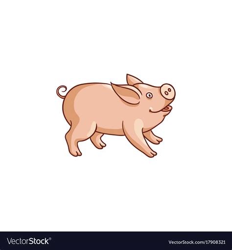 Cute baby pig side view cartoon Royalty Free Vector Image