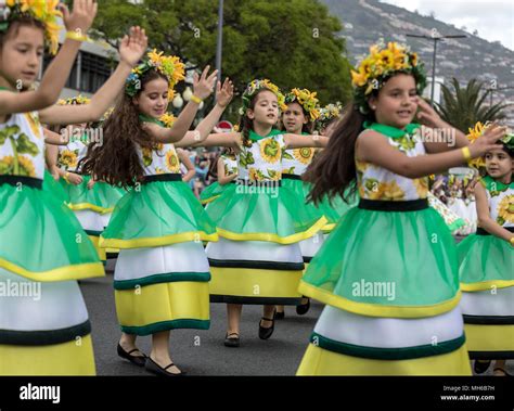 Funchal Madeira Portugal April 22 2018 A Group Of Girls In