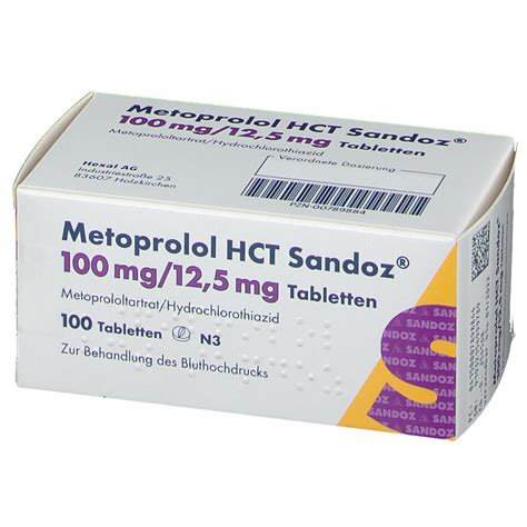 Metoprolol HCT Sandoz 100 Mg 12 5 Mg 100 St Mit Dem E Rezept Kaufen