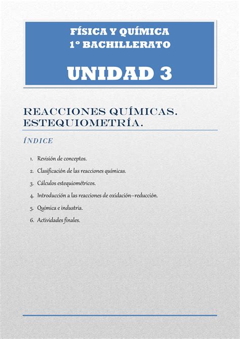 SOLUTION Tema 3 Apuntes Reacciones Qu Micas 1 Bach Lomloe Studypool