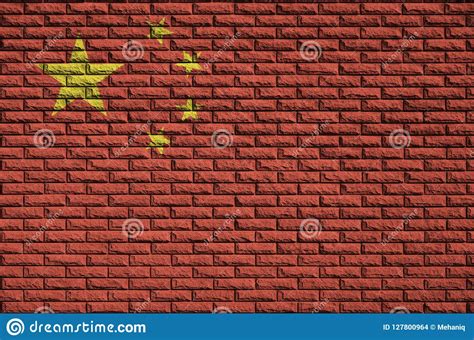 China Flag Is Painted Onto An Old Brick Wall Stock Photo Image Of