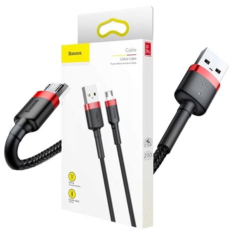 Baseus Nylonowy kabel przewód Micro USB 1 5A 2M microUSB CAMKLF C91