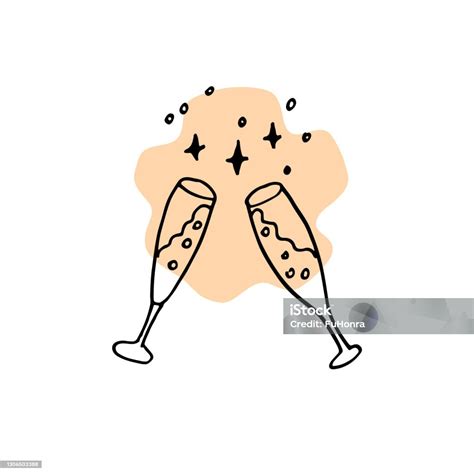 Ilustración De Ilustración Vectorial De Copas De Champán Dibujadas A Mano Beber Vino Ilustración