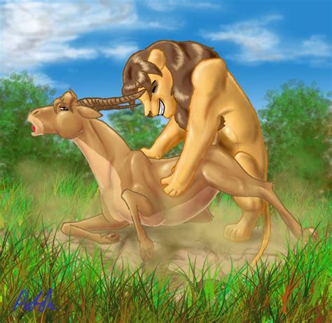 Rule 34 Antelope Feline Female Feral Gazelle Horns Interspecies Lion Male Sex Straight Unknown