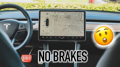 Driving My Tesla Model With No Brake Pedal Youtube